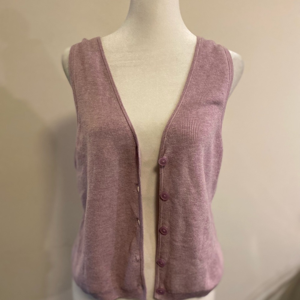 J Crew silk blend button down light purple vest size Large
